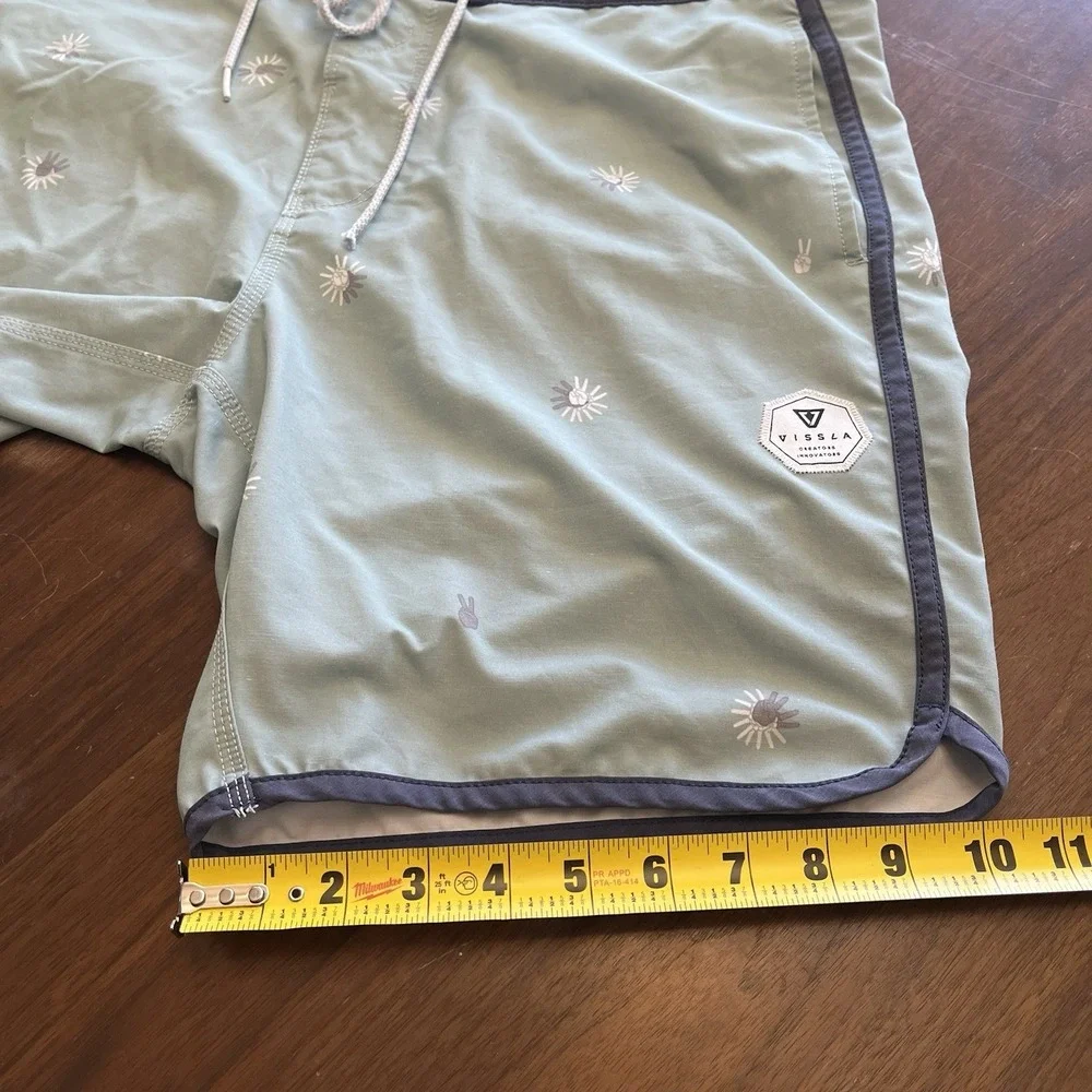 Vissla Board Shorts Mens 33 Seafoam Green Upcycle Coconut Drawstring Swim Trunks